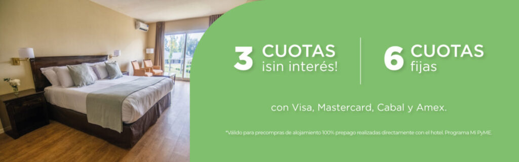 Habitación del hotel Wyndham Garden Campana con 3 cuotas sin interés y 6 cuotas fijas para alojamiento.